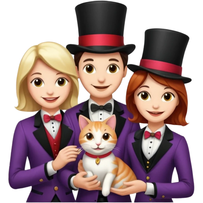 magician couple and their pet cat emoji