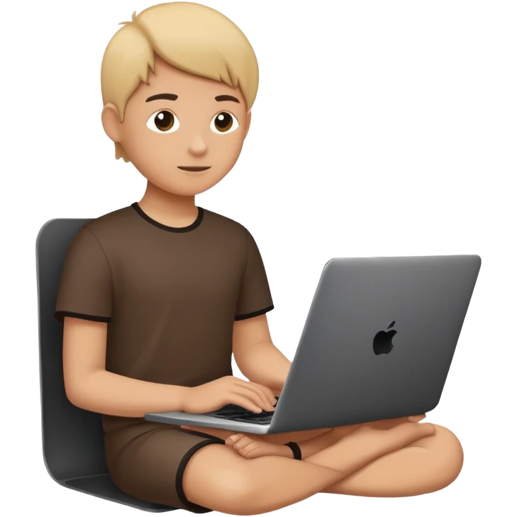 Minimalistic flat vector icon, iOS style, thin black contour on white background. Person silhouette sitting with a laptop, code brackets <> on the screen. Clean, no text, no shadows. emoji