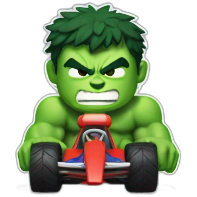 The hulk playing mariokart emoji