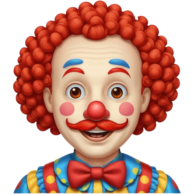 Classic clown — curly mustache, red nose emoji