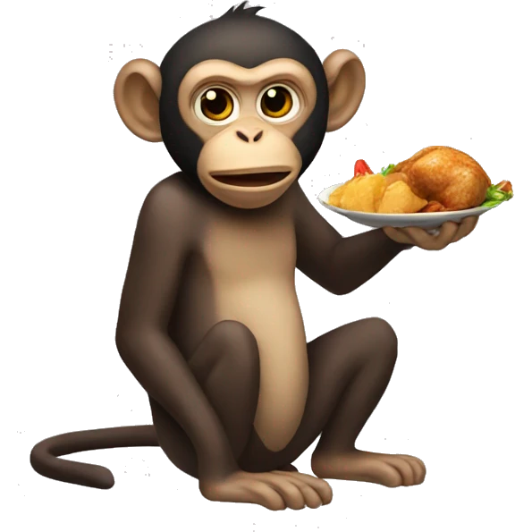 Monkey eating chicken emoji