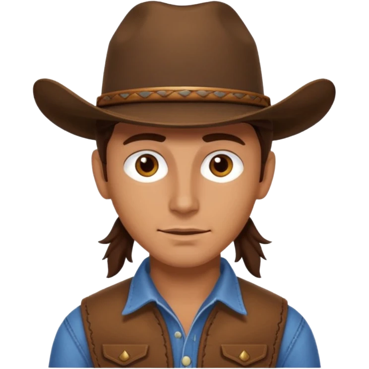 Cow boy tanned brunette brown eyes emoji