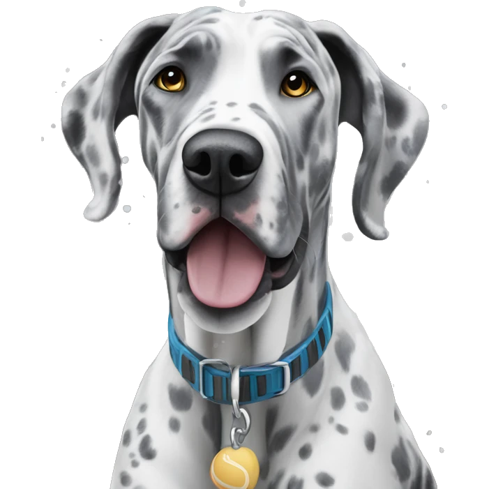 Grey Merle Great Dane playing in the snow emoji