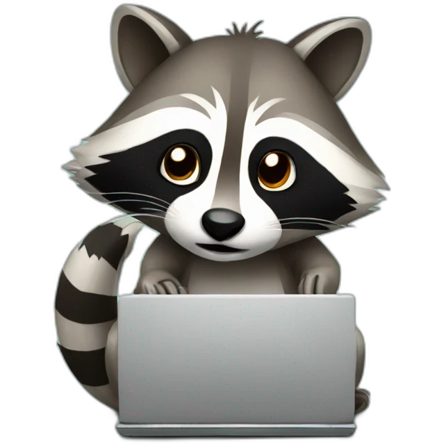 racoon programming on laptop emoji