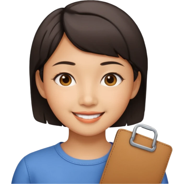 A short-haired Asian girl with a work permit emoji