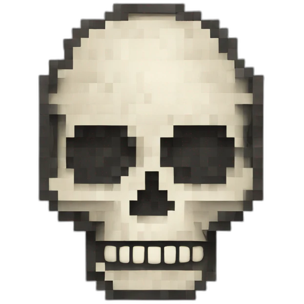 a pixelated skull emoji