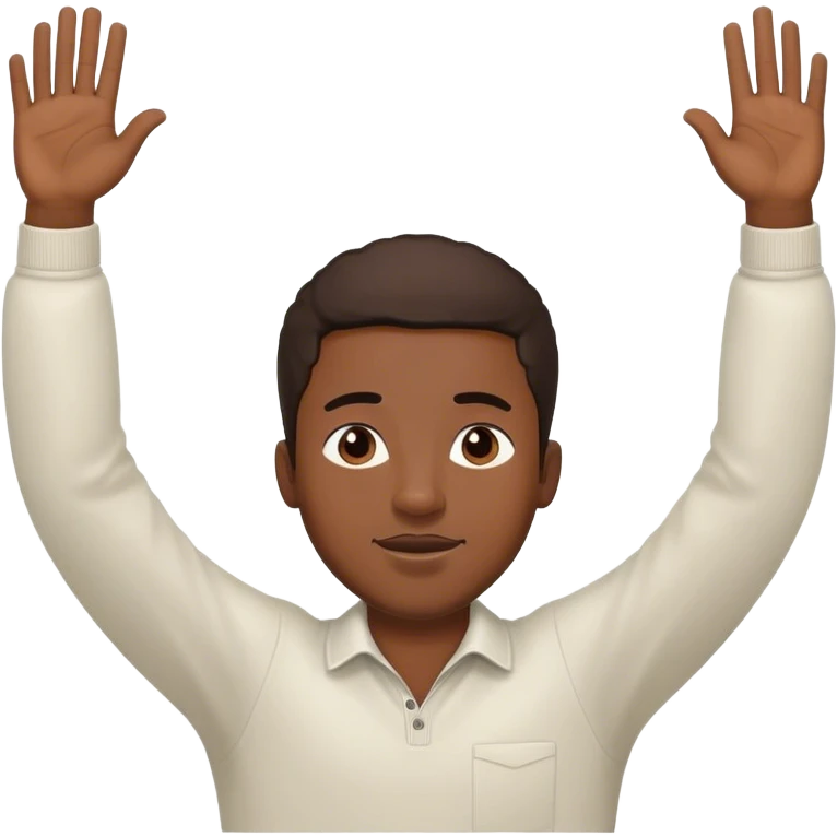 Black man with his hands up in the air and eyes closed  emoji