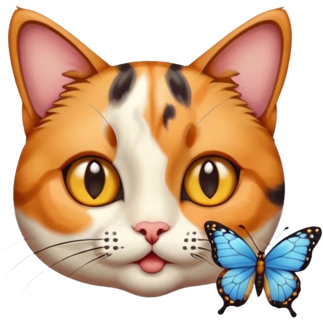cat with a butterfly on its nose emoji