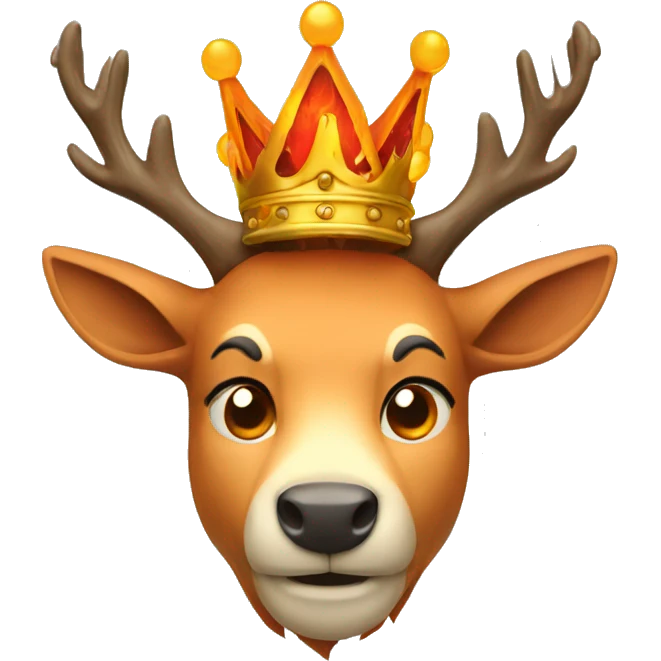 A stag in a crown of fire emoji