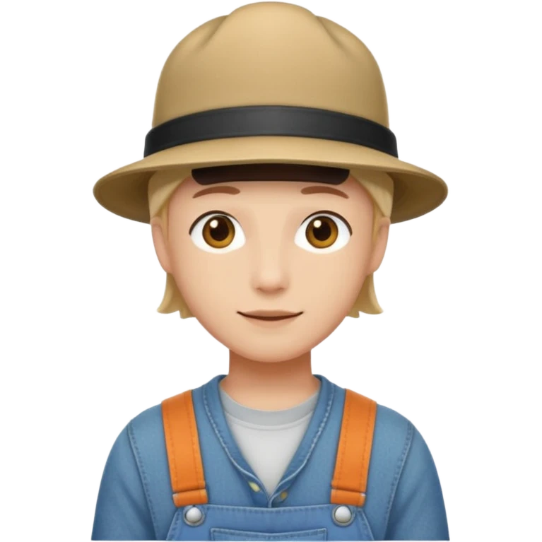 worker 1950 flat hat and overalls emoji