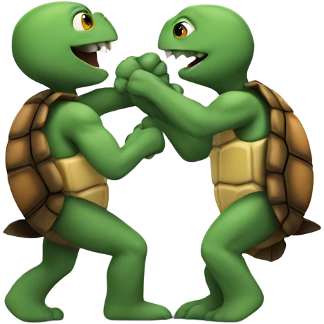 Two turtles fighting emoji
