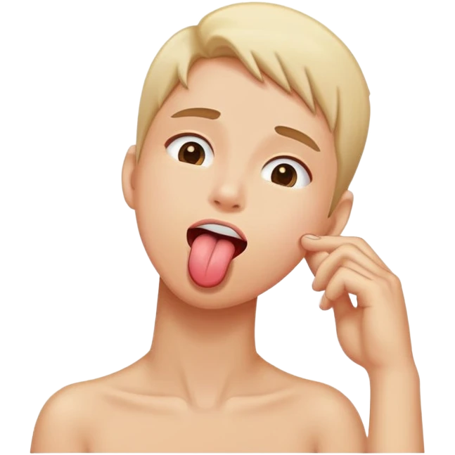 A person holding their neck with there tongue out  emoji