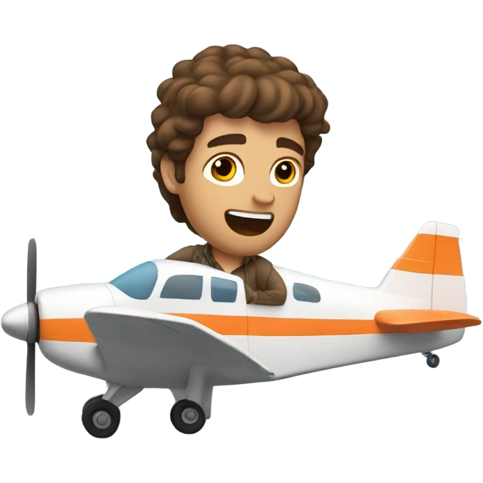 Brown haired mullet man flying plane that’s crashing emoji