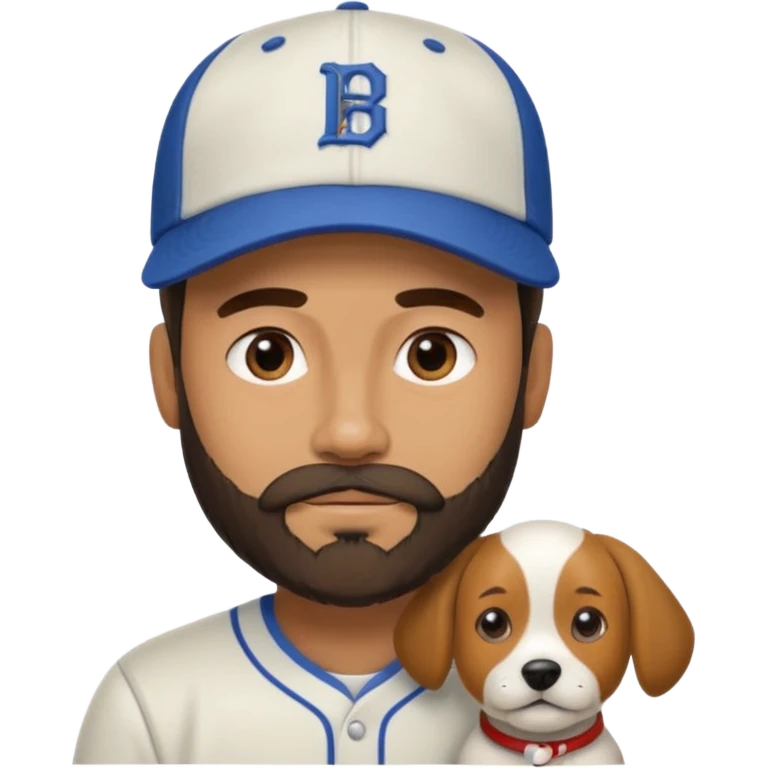 men with dog, 3 day beard emoji