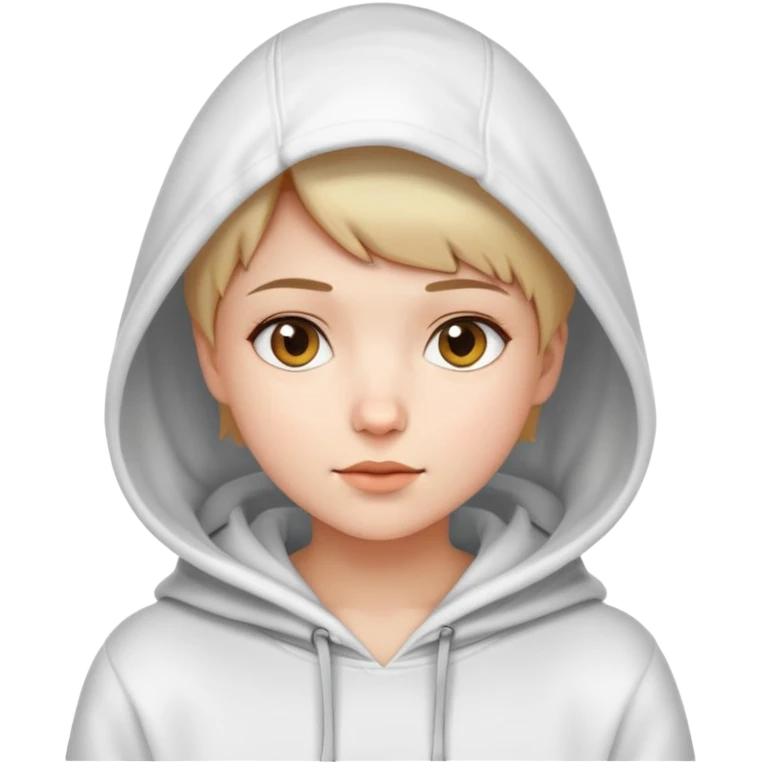 A beautiful short-haired girl wearing a white hooded sweatshirt emoji