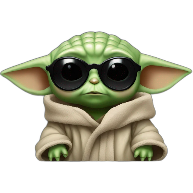 Baby yoda with black sunglasses emoji