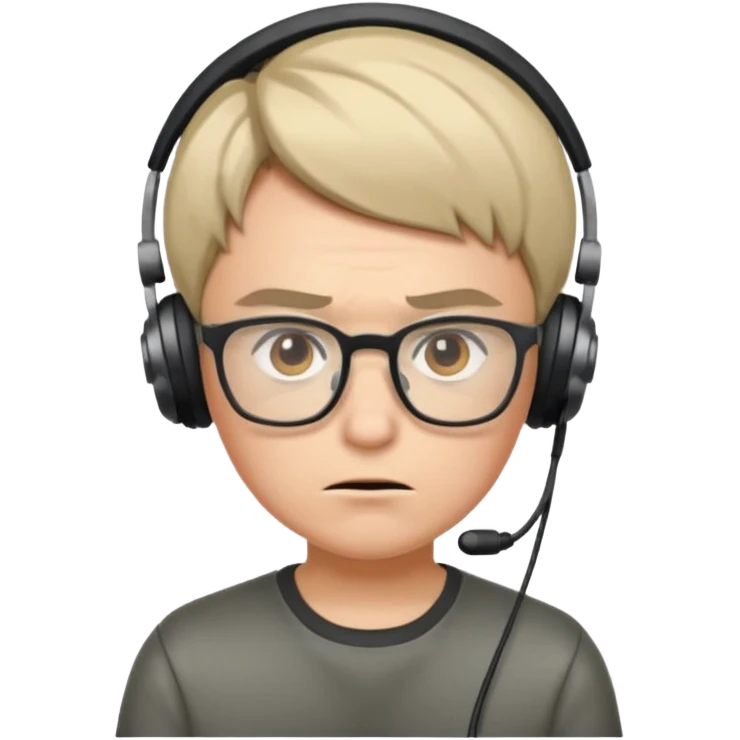 FROWN EXPRESSION WITH GLASSES GAMER WITH HEADSET emoji