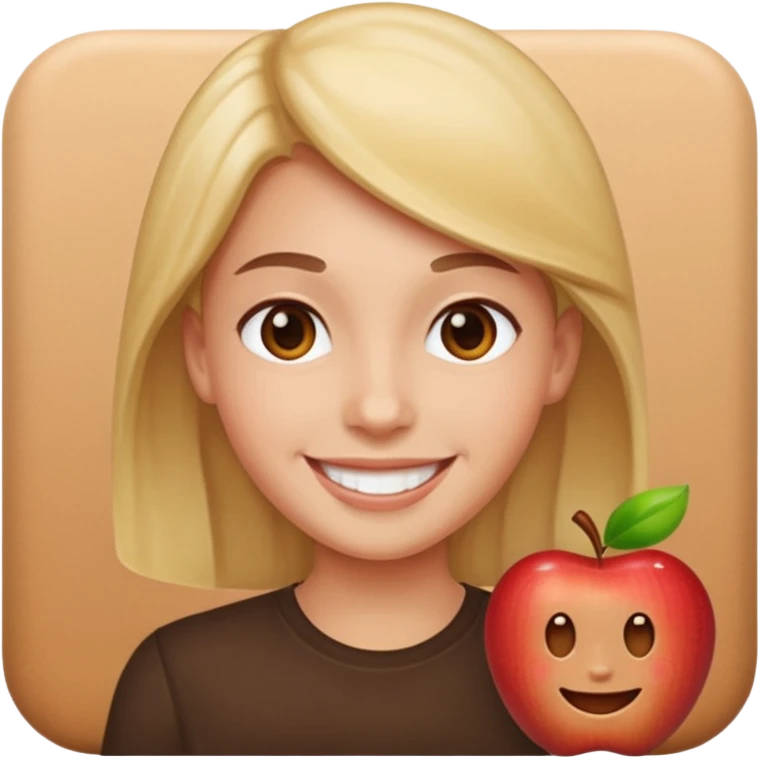 portrait of a person inspired by the reference image, smiling expression, simple background, apple emoji style emoji