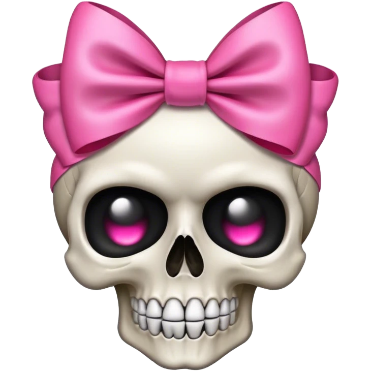 a scull emoji with a bow on emoji