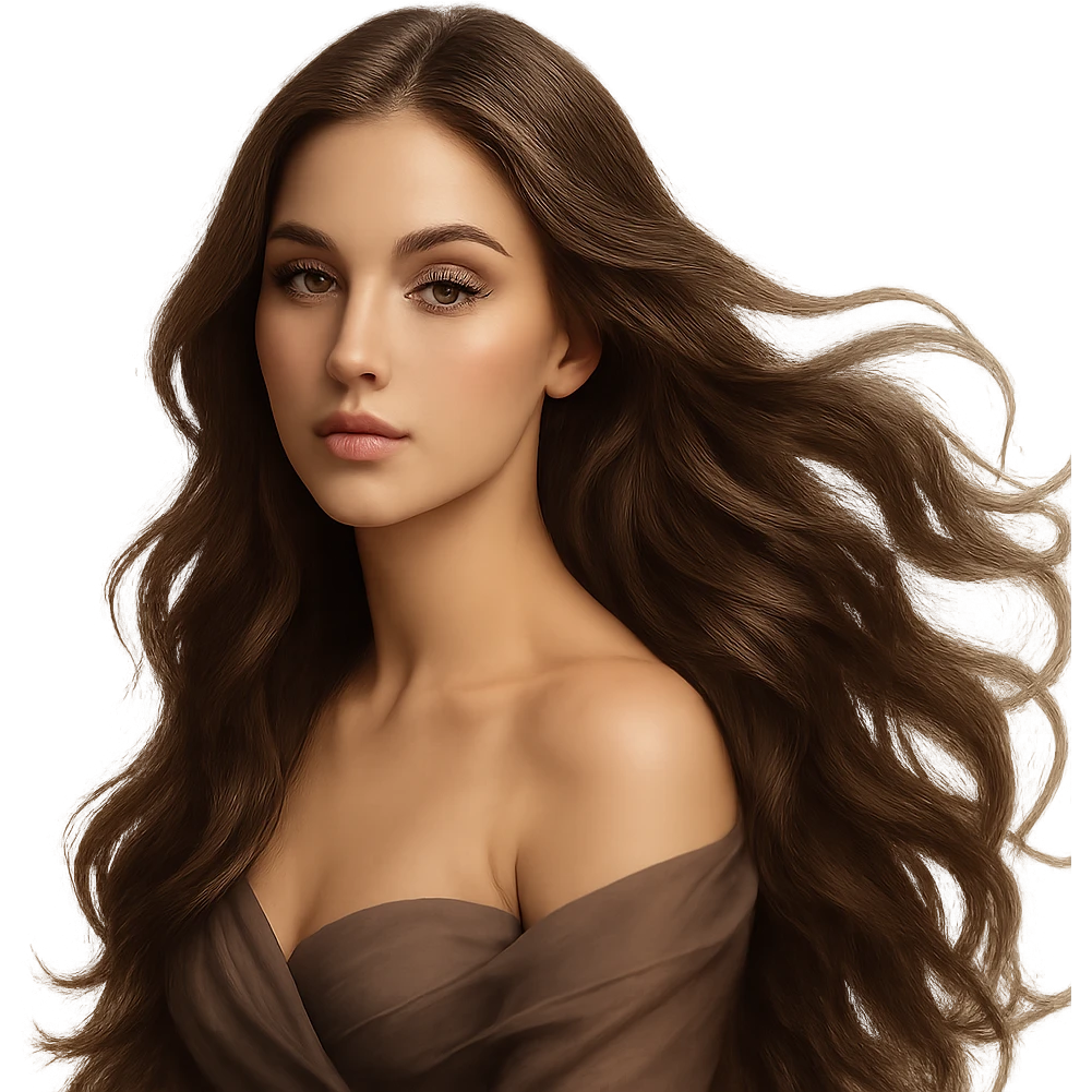 beautiful woman with long flowing hair and elegant features emoji