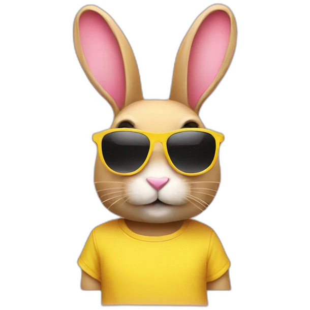 pink+rabbit wearing sunglasses and yellow+teeshirt emoji