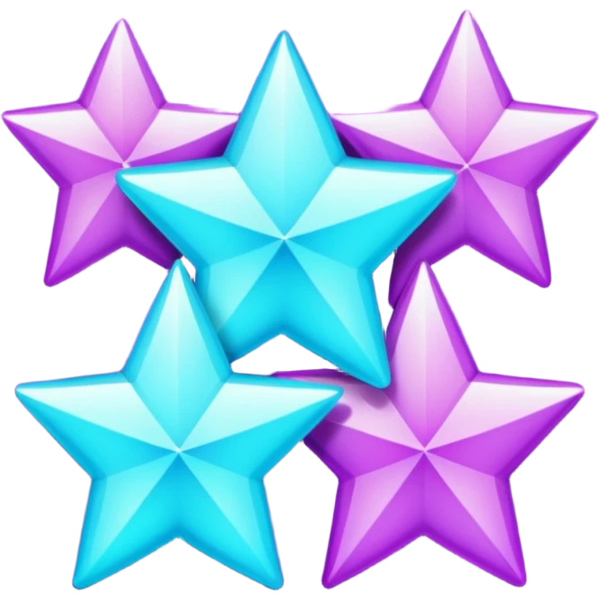 glitter purple and cian 3 stars emoji