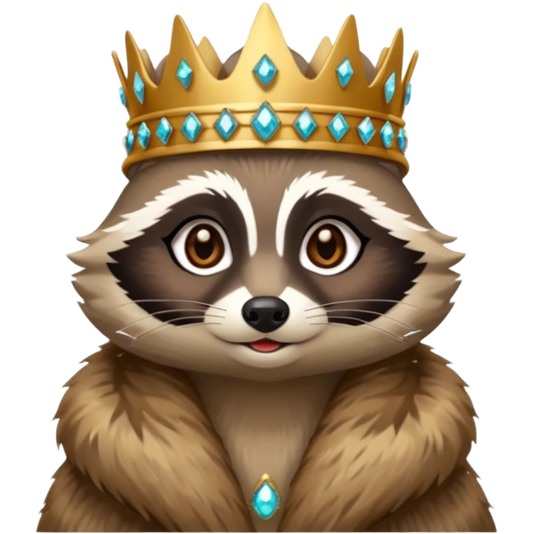 queen racoon with jewelled crown  emoji