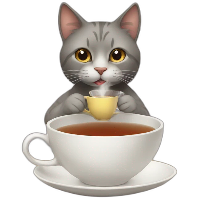 Cat drinking tea emoji