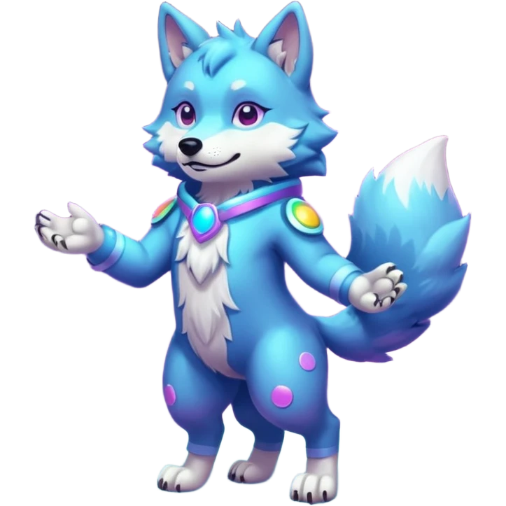 anthropomorphic anthro kawaii cute colorful shiny pastel nebula furry wolf-fursona furry  (2 legs, 2 arms) emoji