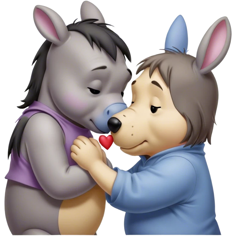 Pooh kissing eeyore emoji