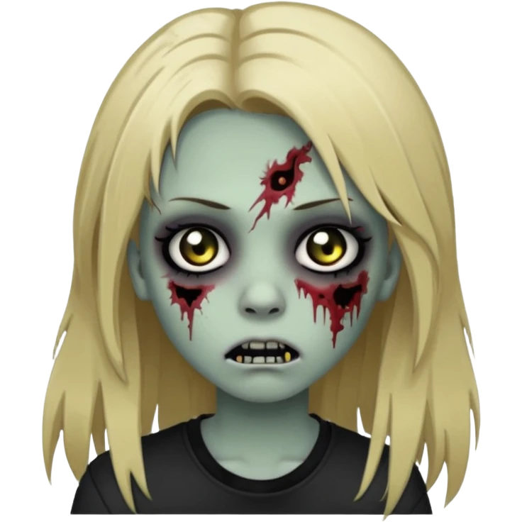 girl zombie with long dark blonde hair black eyes emo emoji