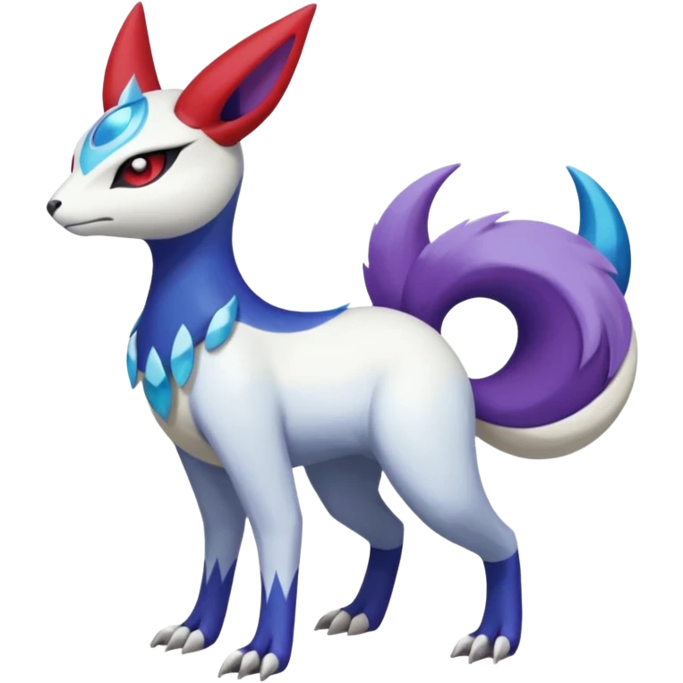 Shiny White and Purple and Red and Blue Meloetta-Absol-Zangoose-Pokémon-Fakémon-fusion-hybrid-creature emoji