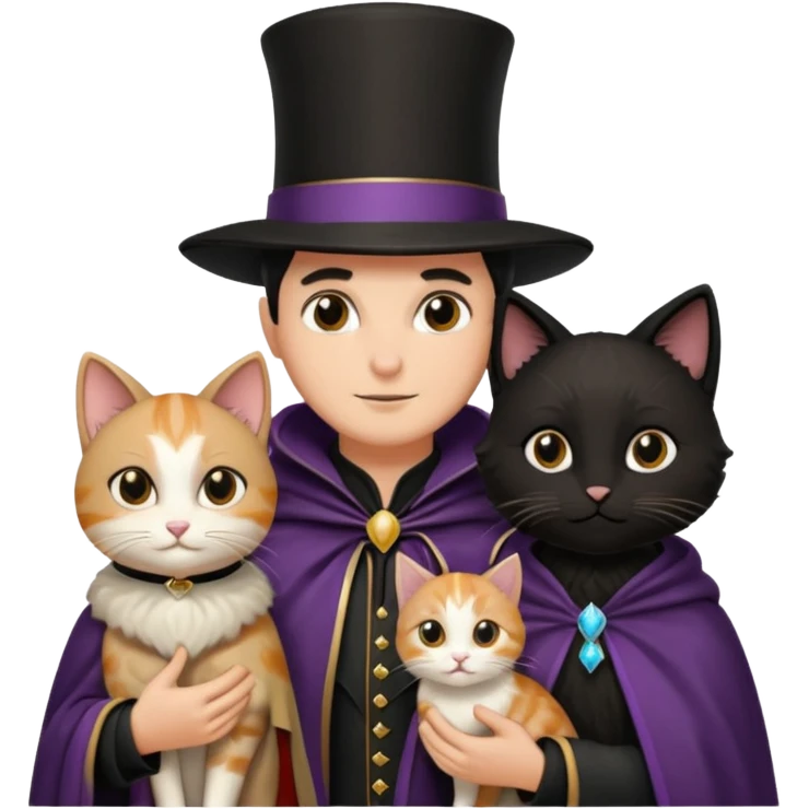 magician couple and their pet cat emoji