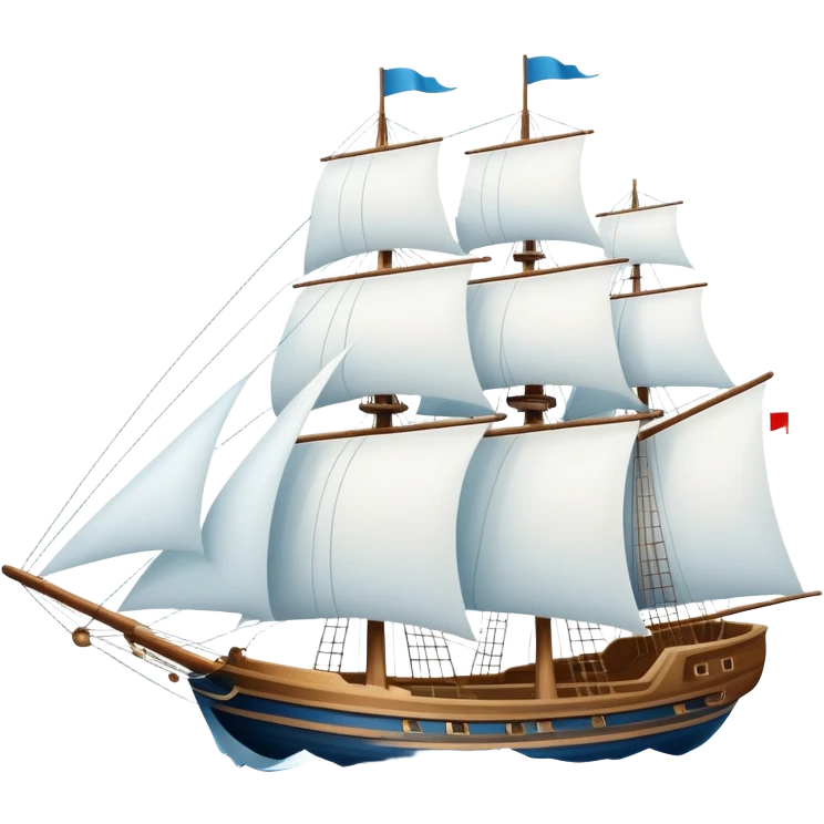A sailing ship with large sails on the ocean emoji