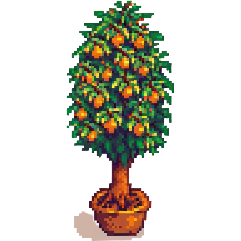 orange tree pixel art style emoji