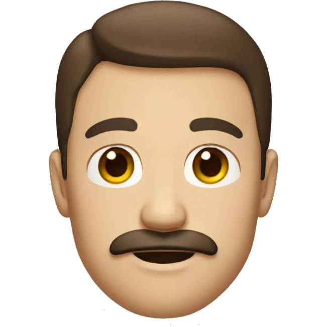 Man with mustache and brown hair with brown eyes emoji