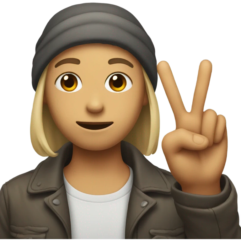 Face sticking up peace sign emoji