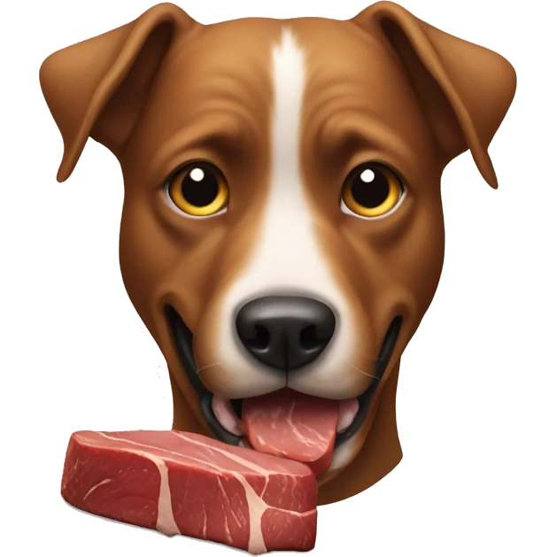 Dog eating steak emoji