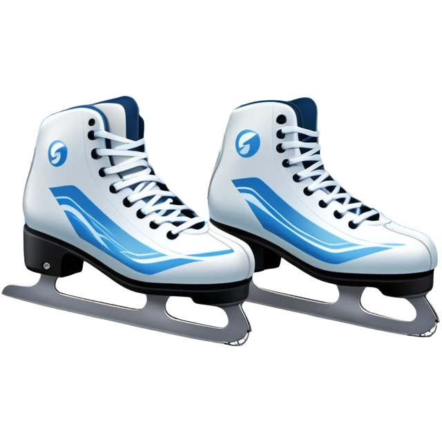 An icon showing a pair of speed skates gliding on an icy track, leaving sharp trails. The background features a grand speed skating arena with spectators, bright lights, and a winter landscape visible through the open structure. Transparent background enhances the dynamic motion. emoji