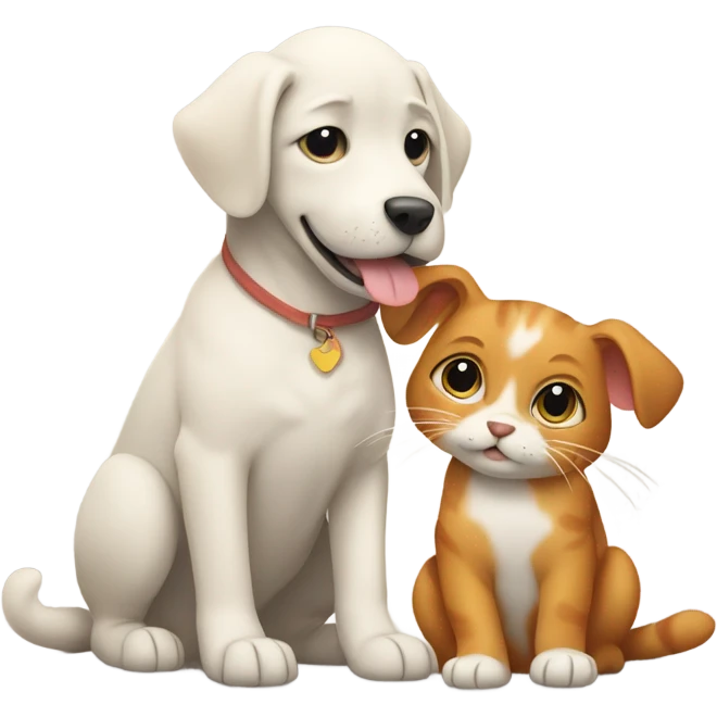 Dog hugging cat emoji