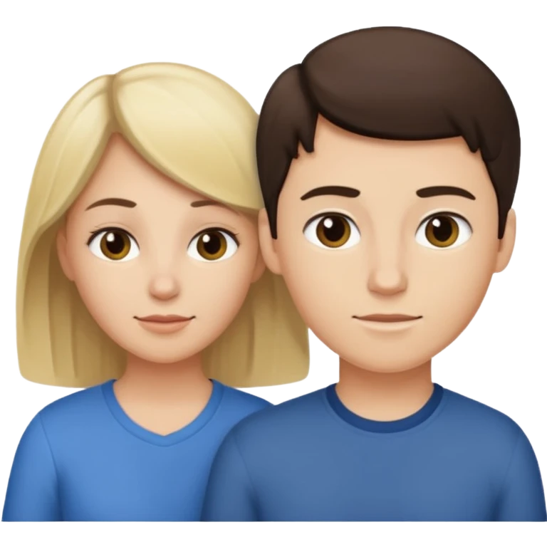Brunette mom with blonde teenage son emoji