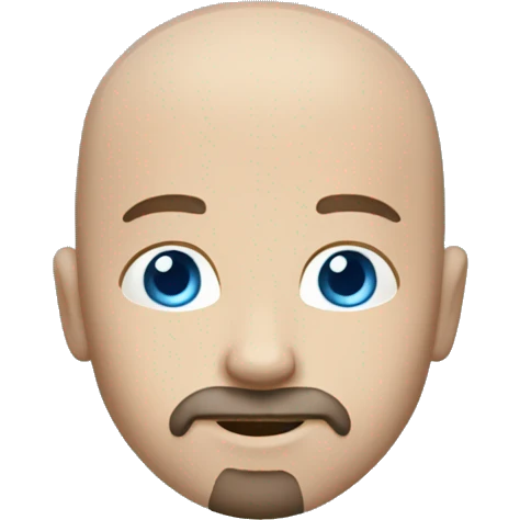 A bald white man with brown goatee and Carolina blue eyes emoji