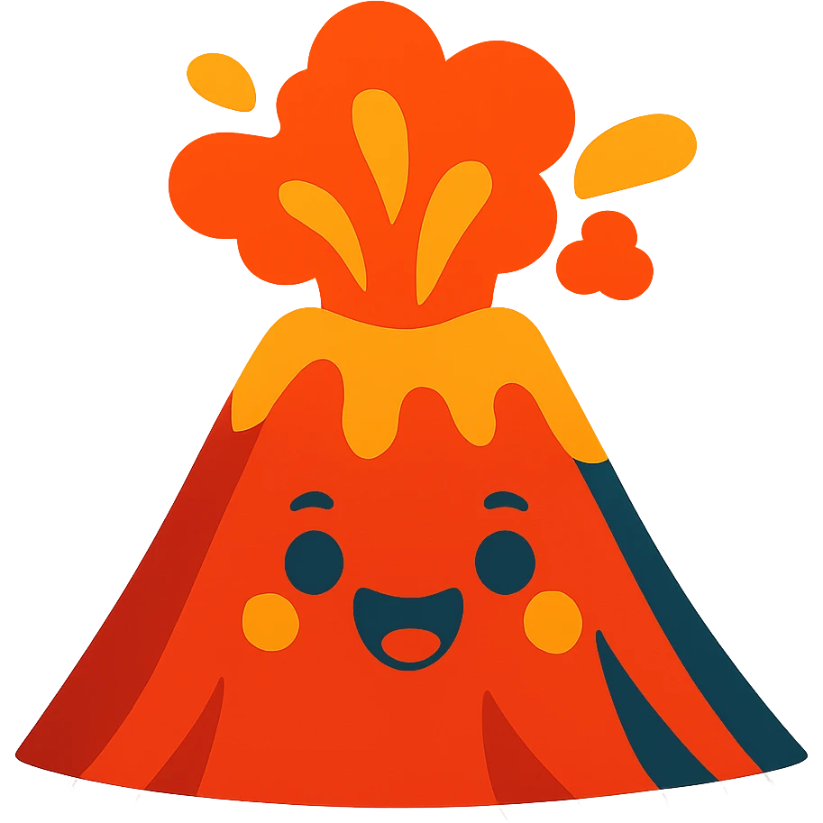 vibrant toon style smiling volcano emoji