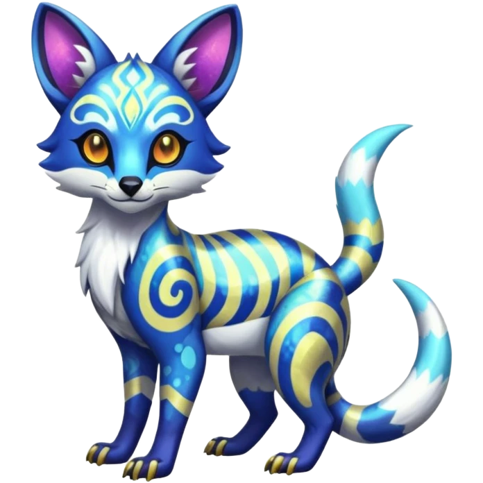 Shiny Exotic Colorful Patterned Esoteric Cool Genet-Absol-Zeraora-Primagen-fusion-creature  emoji