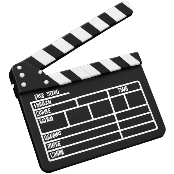 extremely minimalist movie clapper, just two rectangles with a single diagonal line, black and white only emoji
