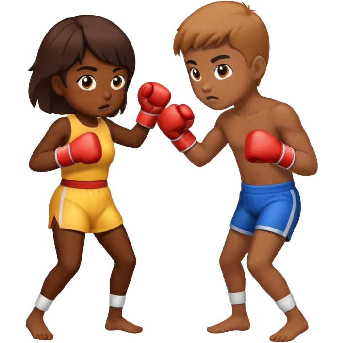 Girl beats up boy emoji