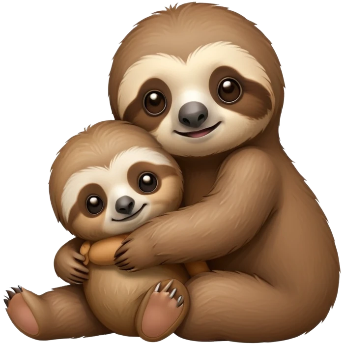 Baby sloth hugging a teddy bear emoji