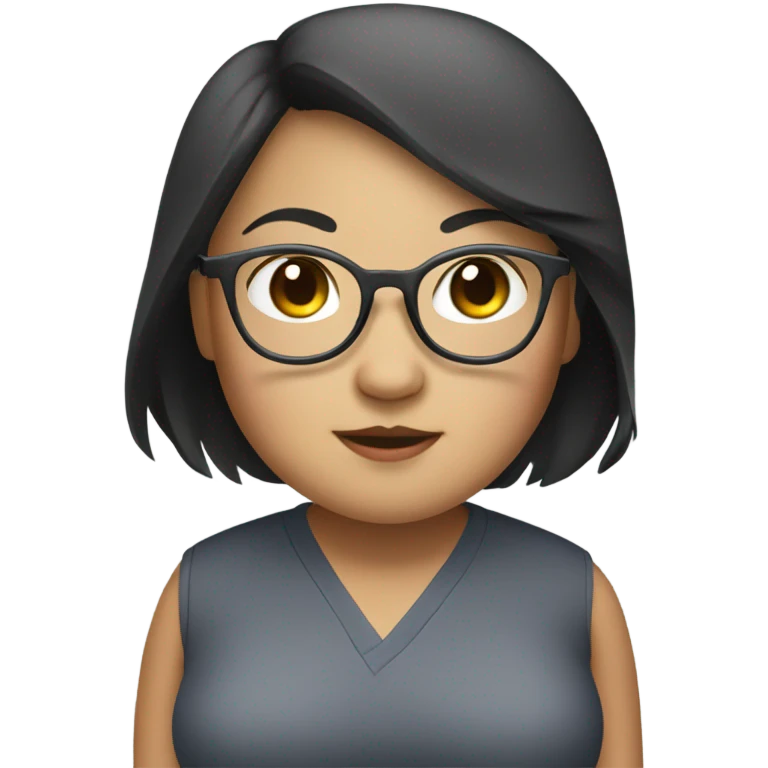 Fat Asian girl glasses emoji