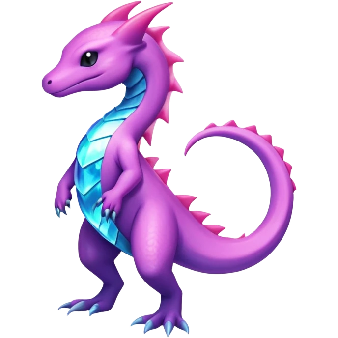 Iridescent crystalic Shiny pastel Salandit-Aurorus-Salazzle-Dragonair-Fakémon-hybrid-creature (full body)  emoji