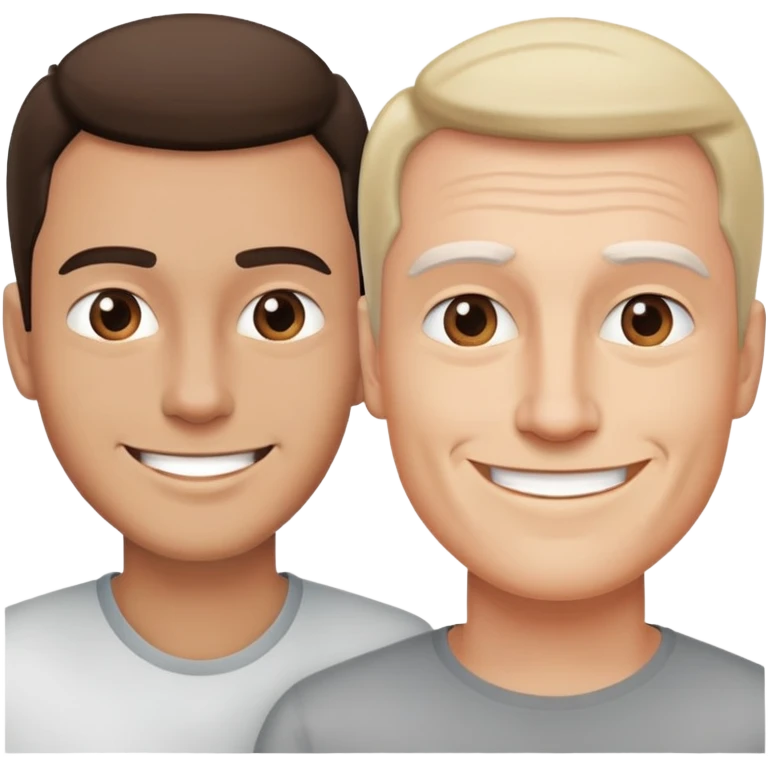 Man staring at another man who is smiling  emoji